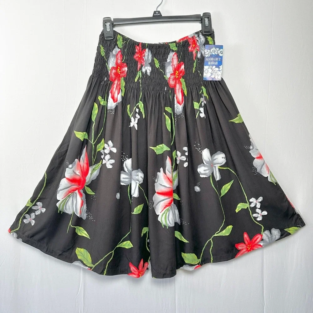 NWT Aloha Hut Hawaii Skirt One Size Smocked Waist Tropical Resortwear Tropical
